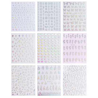 Holografische Nagelsticker Aurora – 9 Blatt Nail Art Design