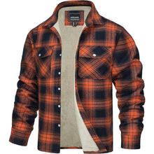 TACVASEN Herren Fleece Flanellhemd Winter Thermo Jacke Orange
