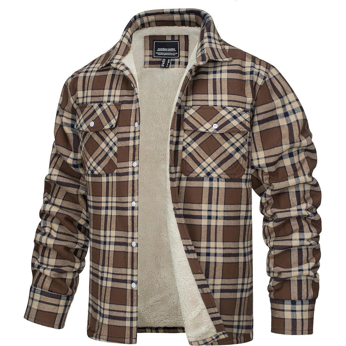 Herren Fleece Flanellhemd Braun – Warmes Winter Hemdjacke