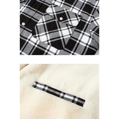 Herren Thermohemd mit Innenfleece, Karomuster, Schwarz XXL