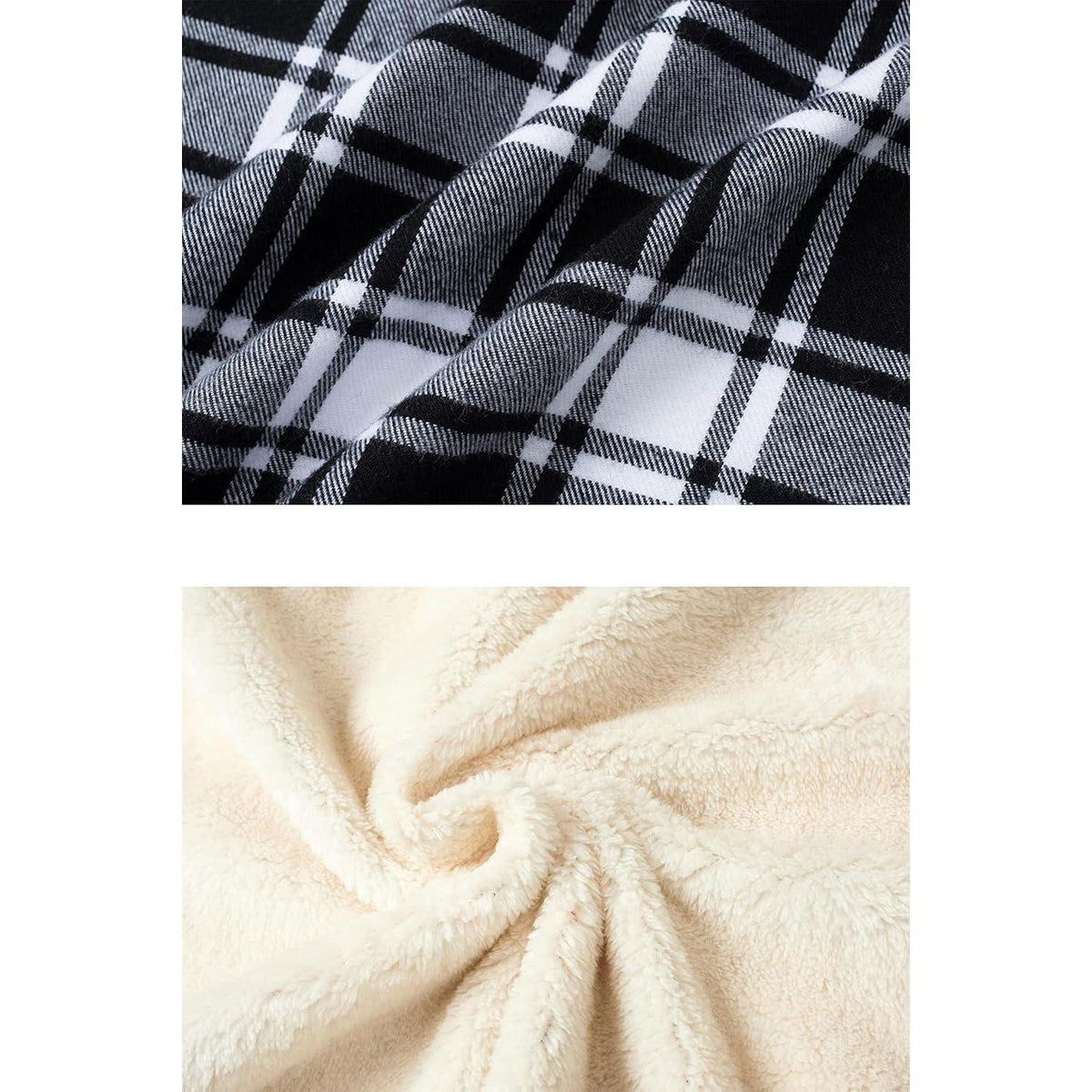 Herren Thermohemd mit Innenfleece, Karomuster, Schwarz XXL