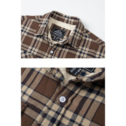Herren Fleece Flanellhemd Winter Thermo Jacke Braun 3XL