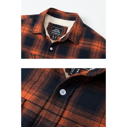 Herren Fleece Flanellhemd Warmes Holzfällerhemd Orange