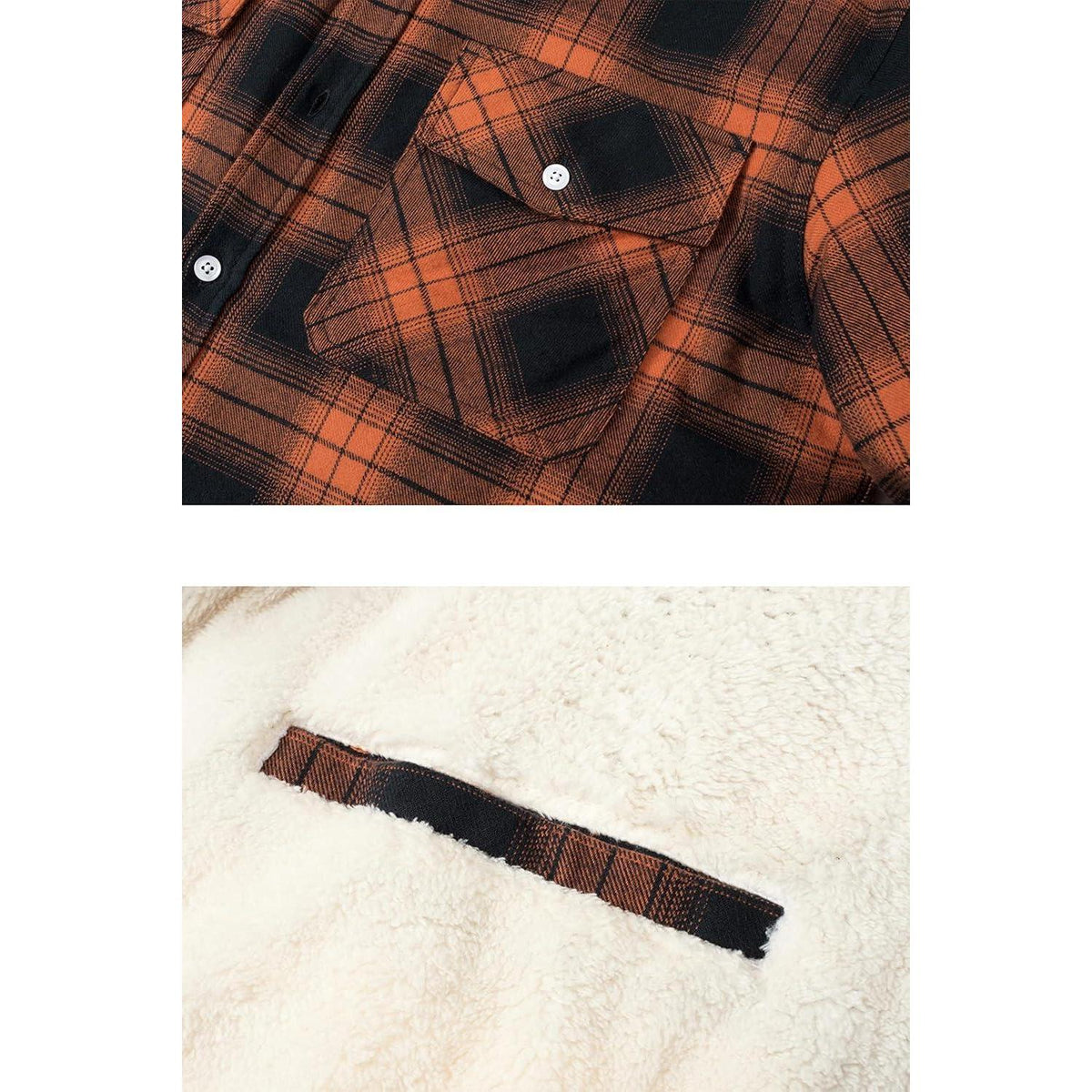 Herren Fleece Flanellhemd Warmes Holzfällerhemd Orange