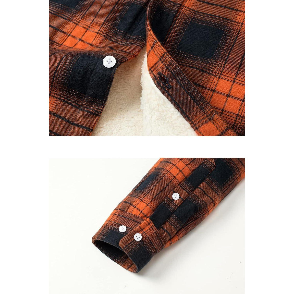 Herren Fleece Flanellhemd Warmes Holzfällerhemd Orange