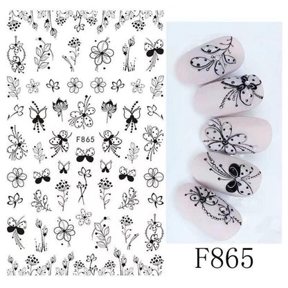 Blumen Nagelsticker 10 Blatt - Selbstklebend Nail Art Design