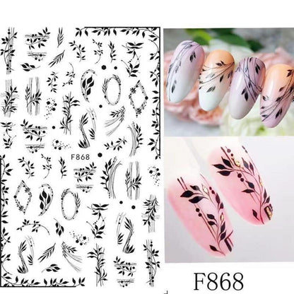 Blumen Nagelsticker 10 Blatt - Selbstklebend Nail Art Design