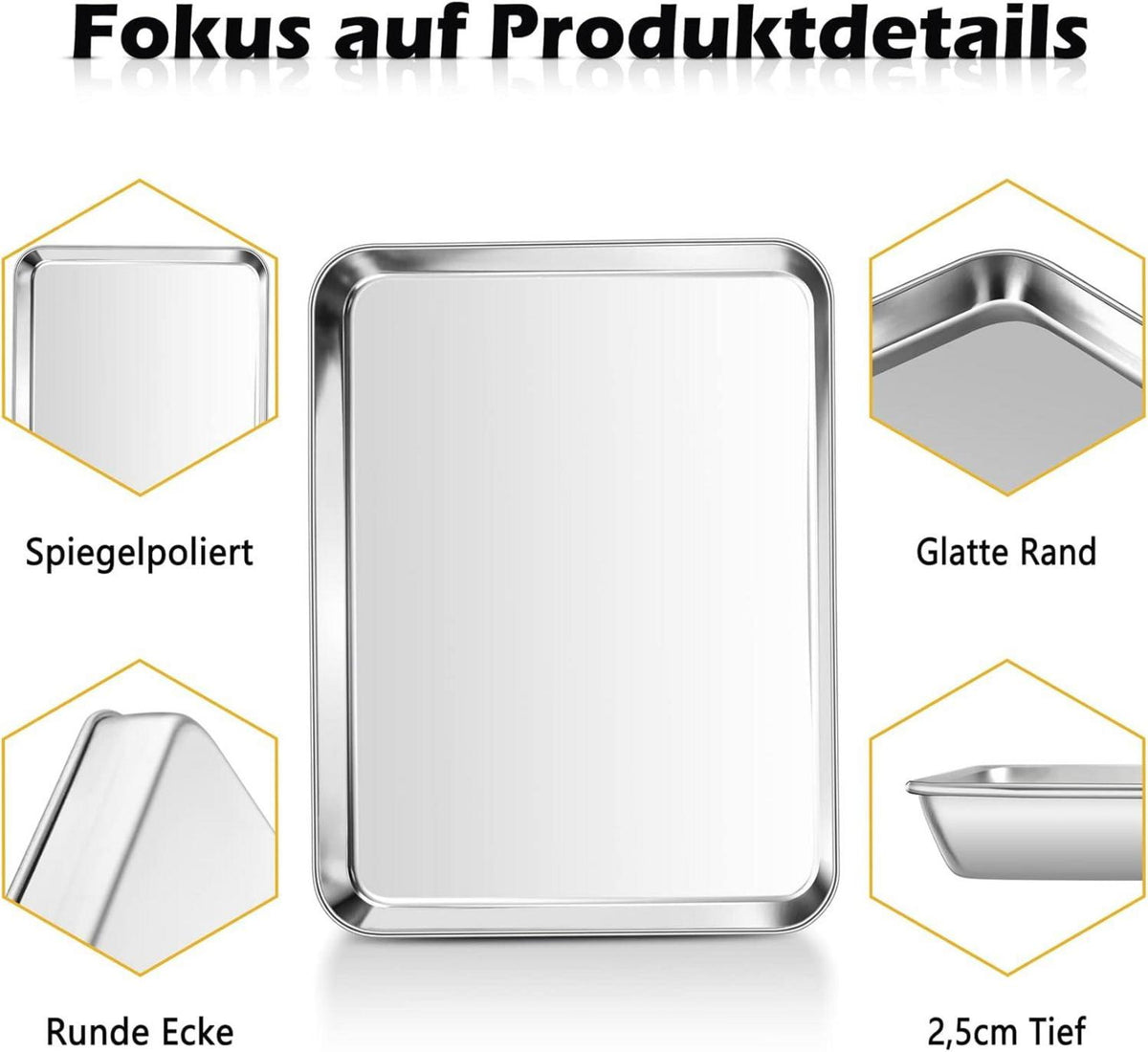 2er Set Edelstahl Backblech 40.5x30.5x2.5cm - Ungiftig & Gesund