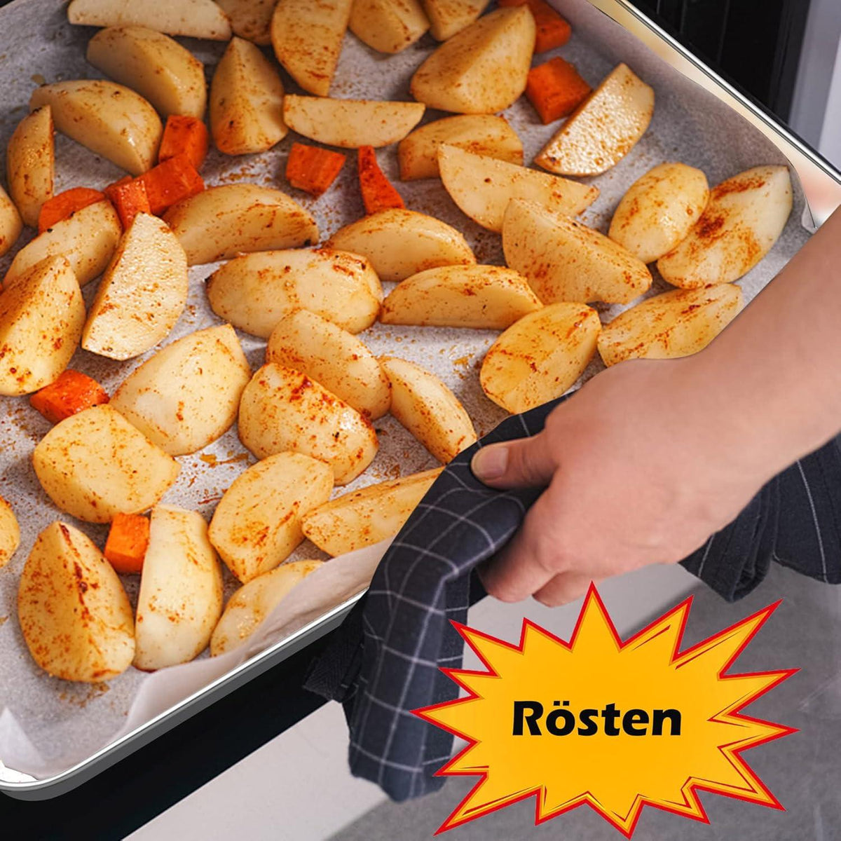 Backblech Edelstahl 2er Set 40.5x30.5x2.5cm für Ofen Kuchen Backform