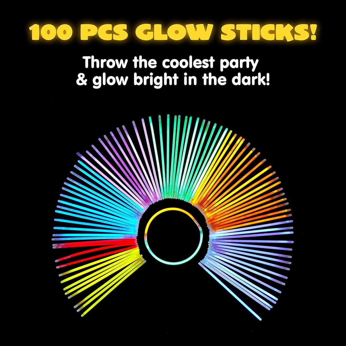 JOYIN 100er Knicklichter Party Set für Kinder, 7 Farben, Neon Ketten Sets