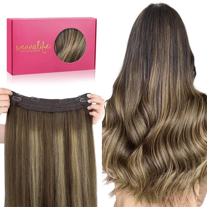 Echthaar Haarverlängerung Balayage Schoko-Karamell 40cm