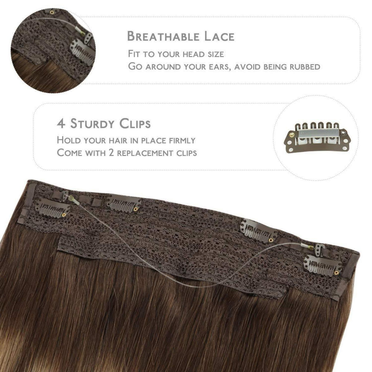 Echthaar Haarverlängerung Balayage Schoko-Karamell 40cm