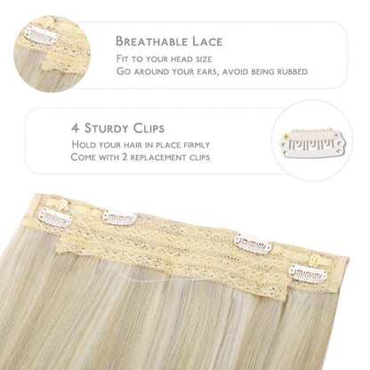 Echthaar Haarverlängerung Aschblond Highlights Platinblond 35cm