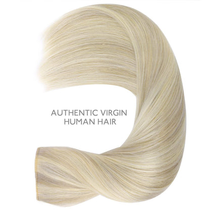 Echthaar Haarverlängerung Aschblond Highlights Platinblond 35cm