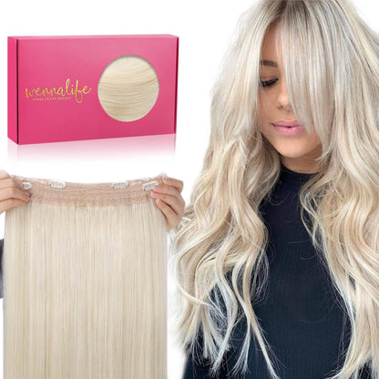 Geheimnisvolle Haarverlängerung aus Echthaar, Platinblond, 40cm