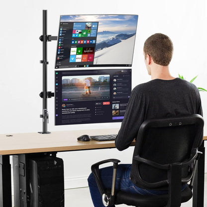 Monitorhalterung für 2 Monitore übereinander, 80cm hoch, verstellbar