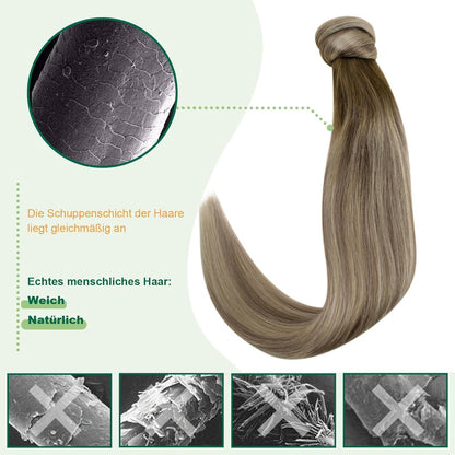 Echthaar Zopf Extension – Dunkelbraun Mix, 35cm