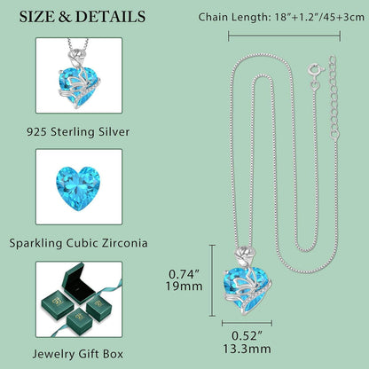Geburtsstein Kette Damen 925 Sterling Silber Schmetterling Aquamarin