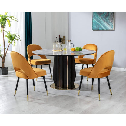 Samt Esszimmerstühle 2er Set – Modern & Komfortabel (Gelb)