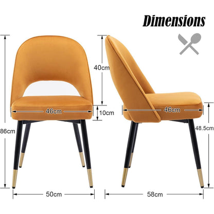 Samt Esszimmerstühle 4er Set – Modern & Komfortabel (Gelb)