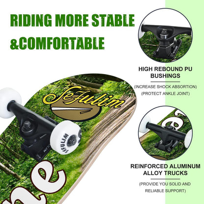 Skateboard 78,9 cm Doppel-Kick Deck Anfänger Grün