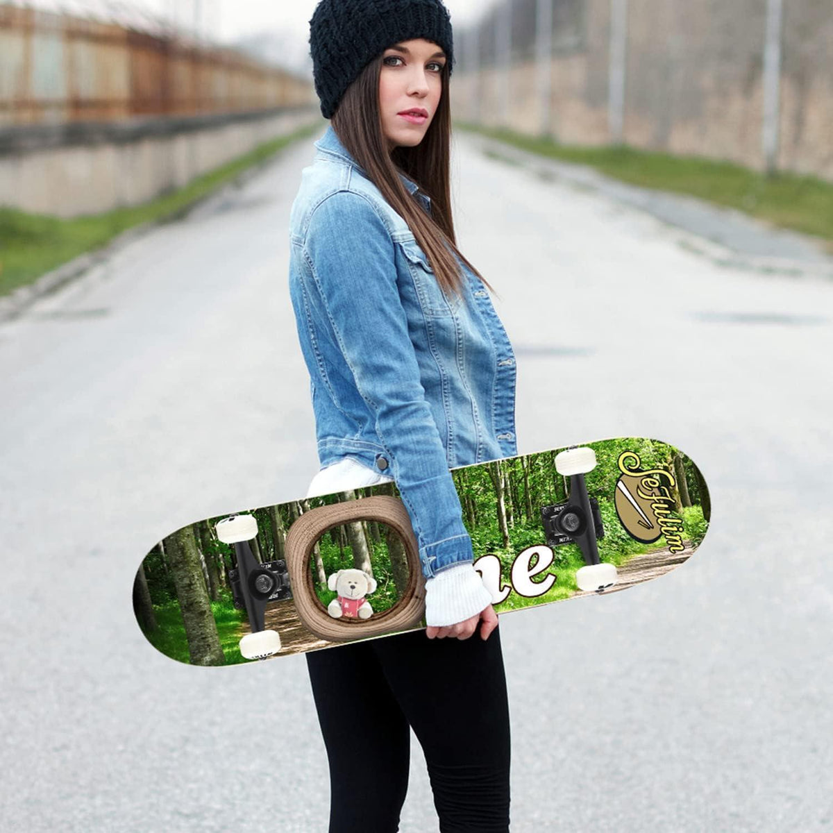 Skateboard 78,9 cm Doppel-Kick Deck Anfänger Grün