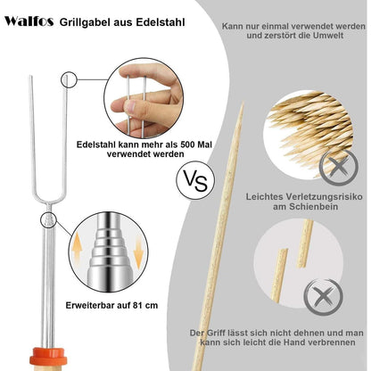 Teleskop Grillspieße Edelstahl 10er Set 81cm