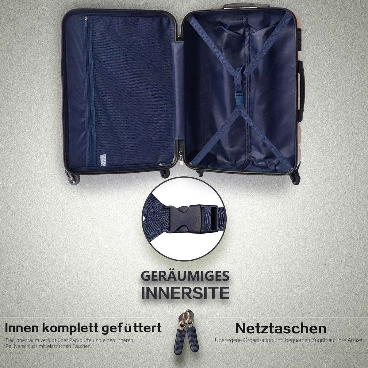 Handgepäckkoffer ABS Hartschale mit TSA-Schloss Schwarz/Braun