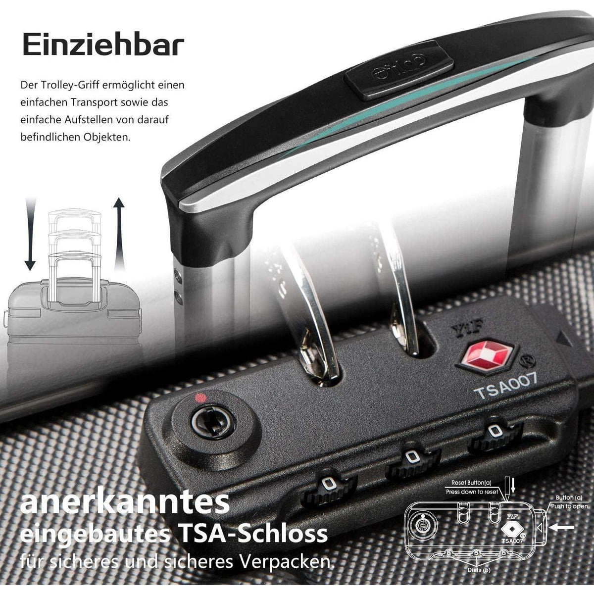 Handgepäckkoffer ABS Hartschale mit TSA-Schloss Schwarz/Braun