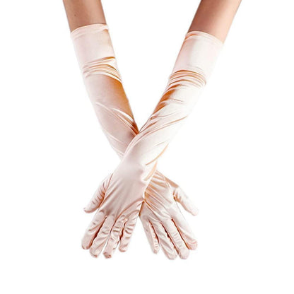Lange Satin Abendhandschuhe Champagner 1920er Stil Elegant
