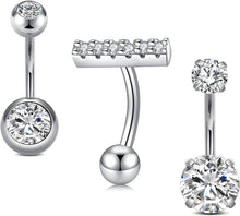 Bauchnabelpiercing Set Chirurgenstahl Silber Opal Diamant Herz