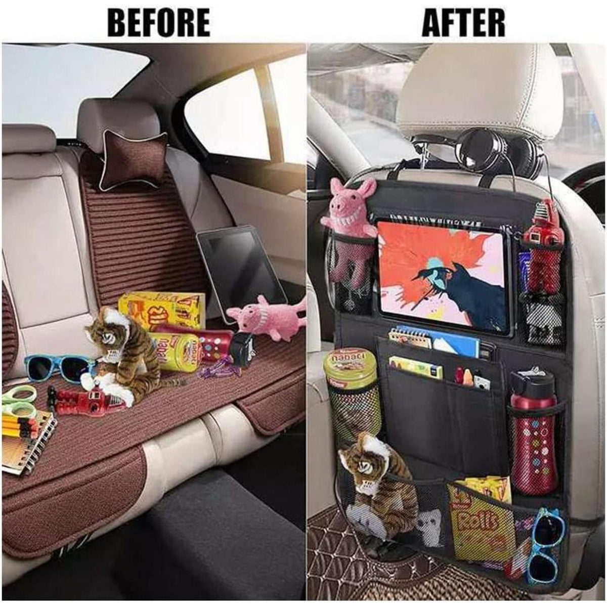 2x Auto Rückenlehnen Schutz Tasche – Organizer für Kinder & Haustiere