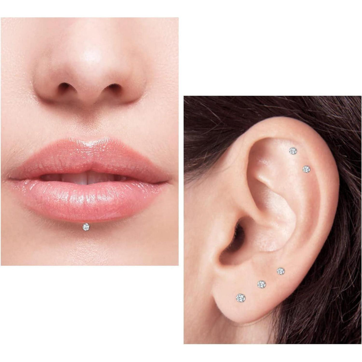 Fake Nasenring Set 15 Stück Edelstahl mit CZ Spitze