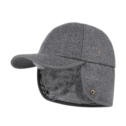 Winter Basecap mit Ohrenklappen Grau, warm gefüttert