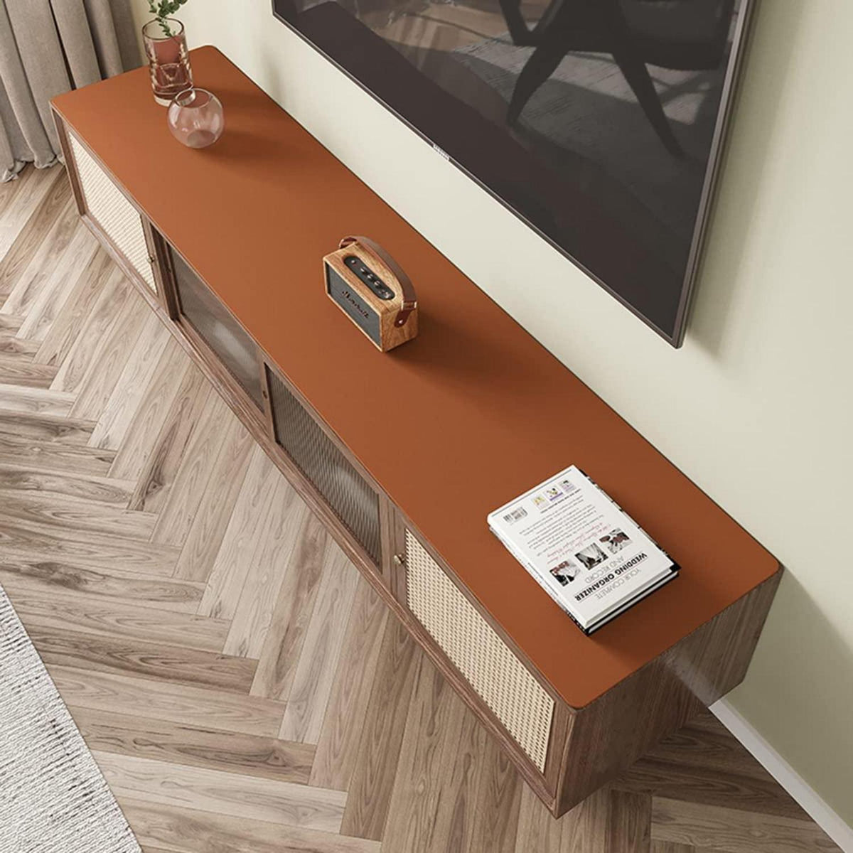 PU Tischdecke wasserdicht braun 80x180 cm - Tischfolie Schutzmatte