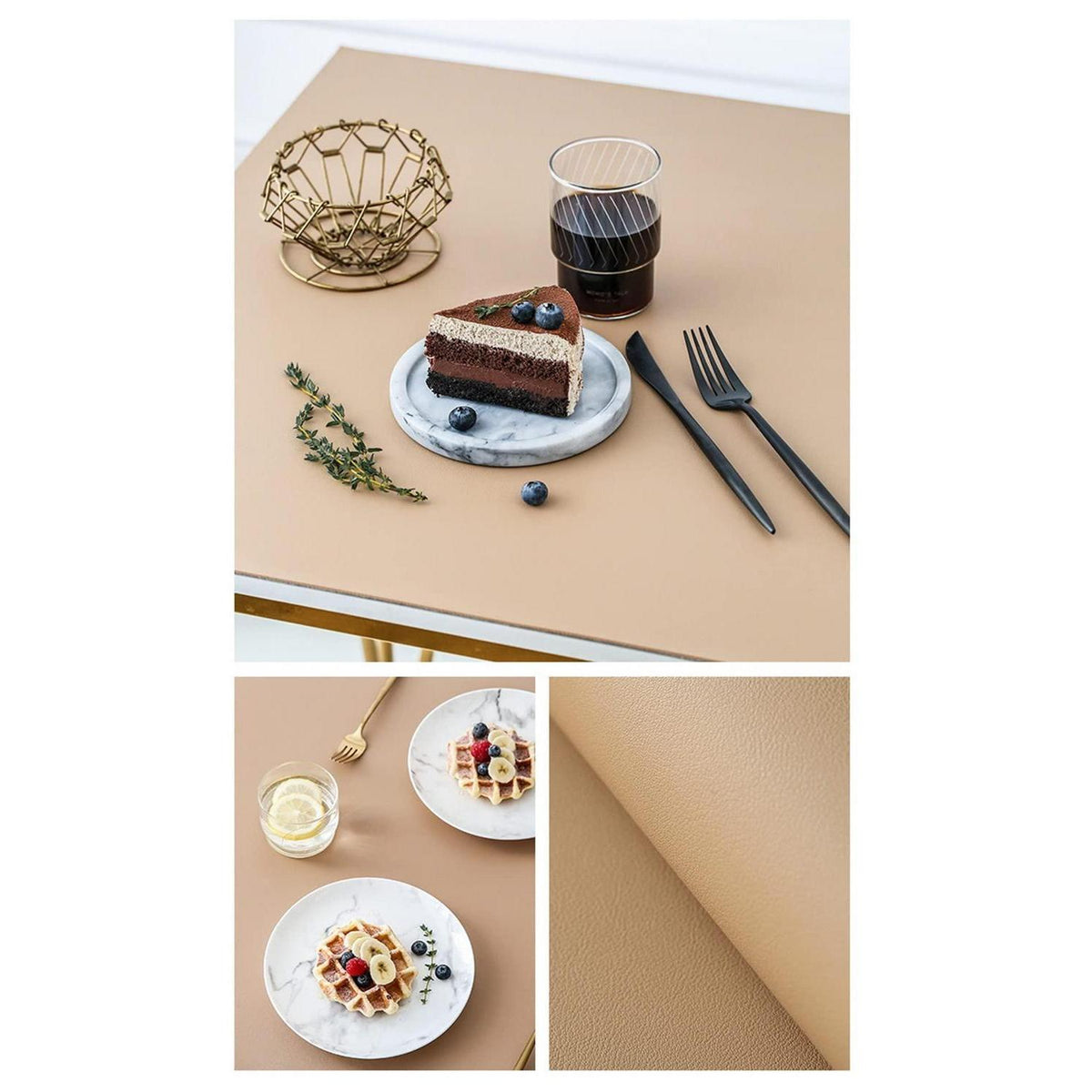 PU Tischdecke wasserdicht 90x180cm Khaki | Tischfolie Schutzmatte