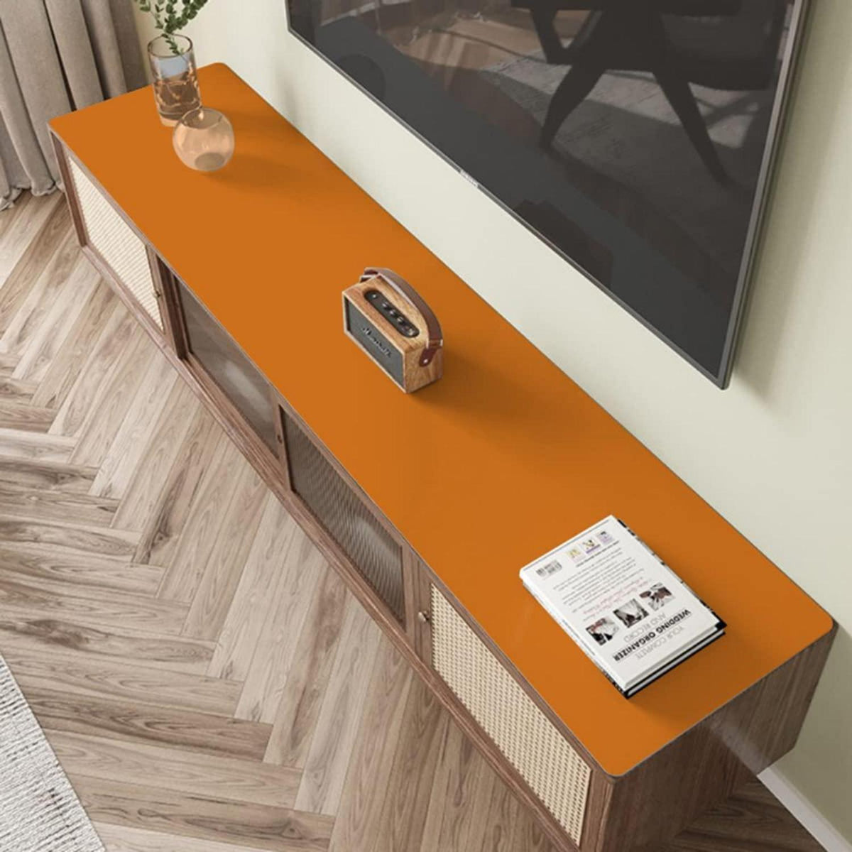 PU Tischdecke wasserdicht orange 80x180 cm - Tischfolie Schutzmatte