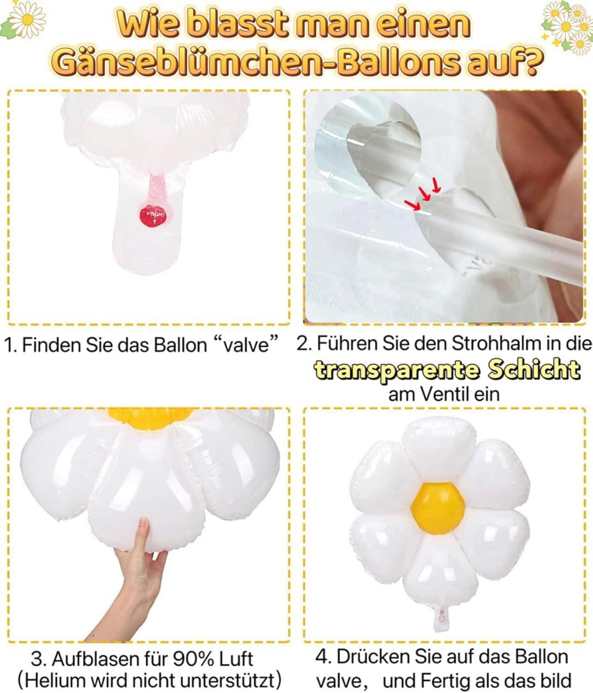 Luftballon Girlande Gänseblümchen Folienballons Party Deko Geburtstag
