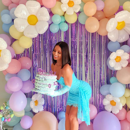 Pastell Luftballon Girlande Gänseblümchen Baby Mädchen Geburtstag Deko