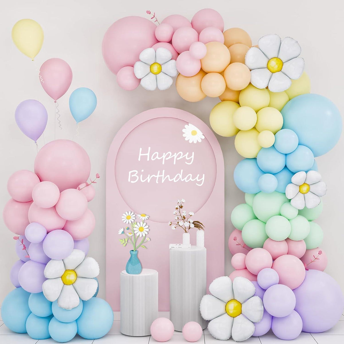 Daidle Luftballon Girlande mit Gänseblümchen Folienballons Party Deko für Mädchen