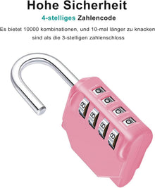 ZHEGE Vorhängeschloss 4 Stellig Wetterfest Rosa 2 Stück