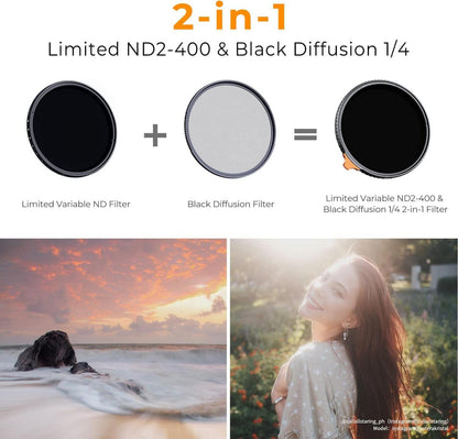 K&F Concept 82mm Black-Mist ND2-ND400 2-in-1 Filter