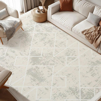 Moderner Kurzflorteppich 160x200cm Elfenbein Geometrisch