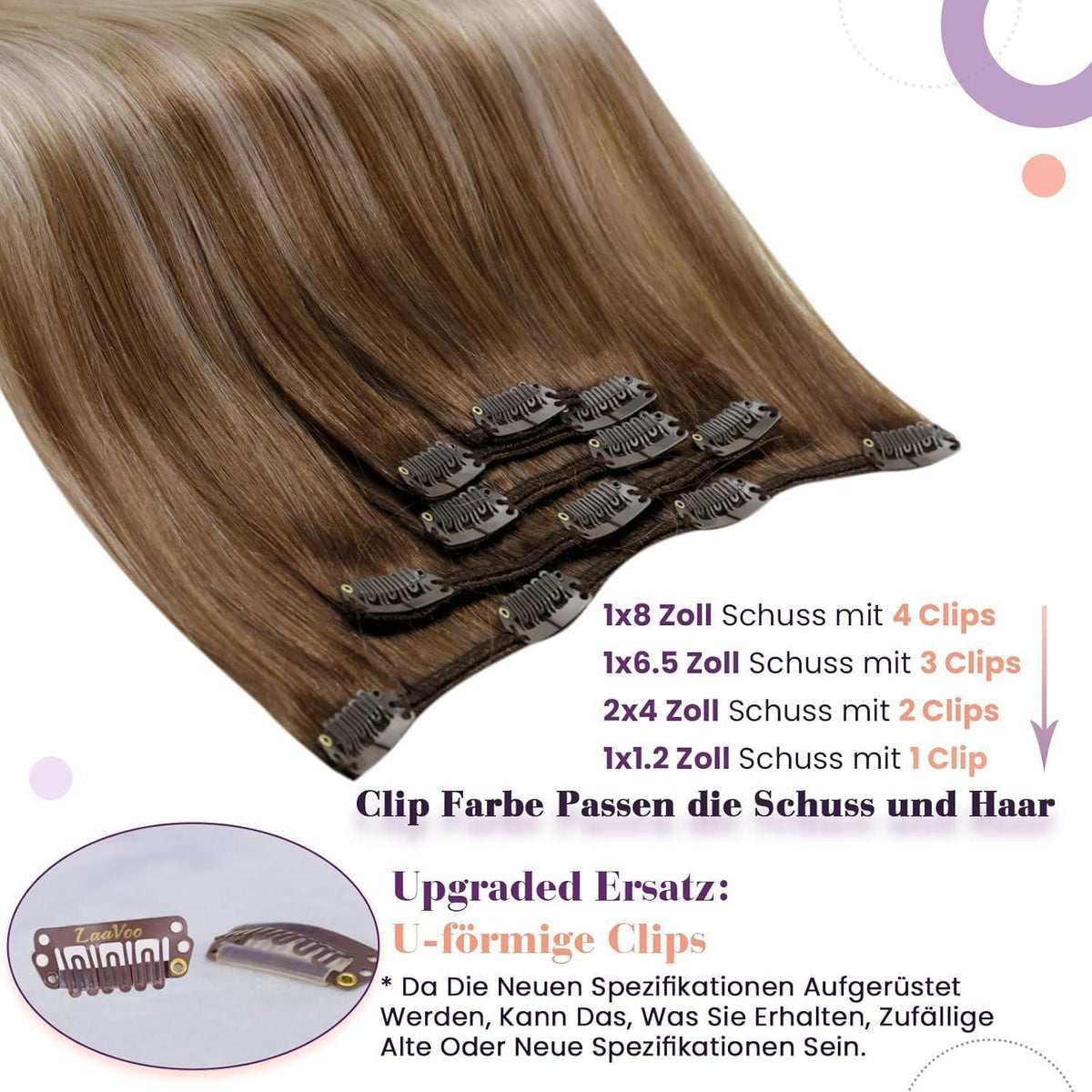 Clip-in Haarverlängerung Ombre Balayage Braun-Blond