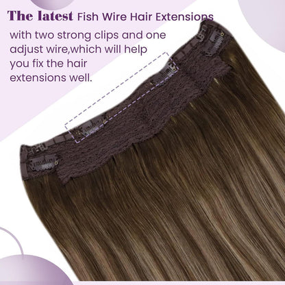 Echthaar Verlängerung Draht Balayage Braun Ombre Goldblond