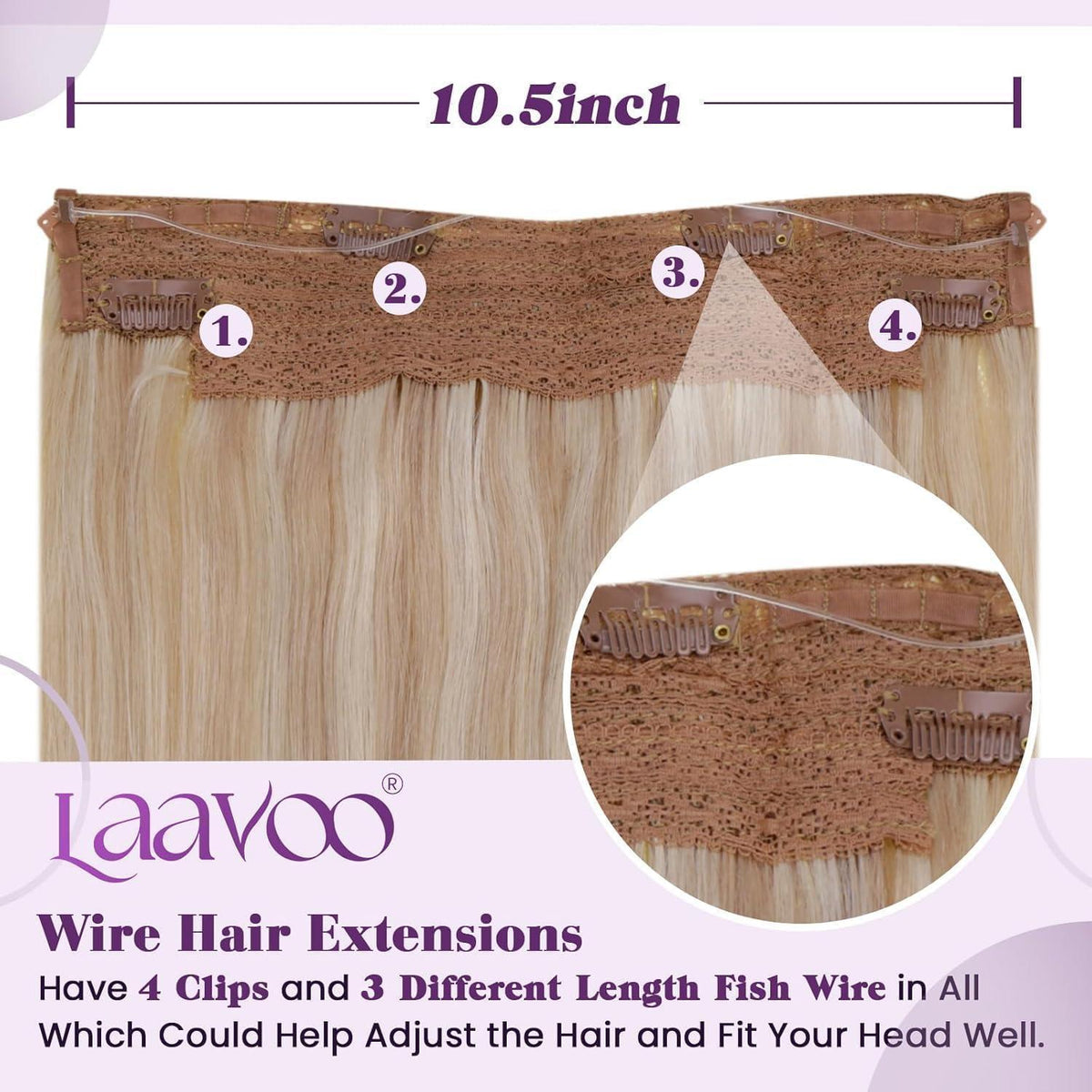 Blond Highlights Echthaar Drahtverlängerung Aschblond/Hellblond 35cm