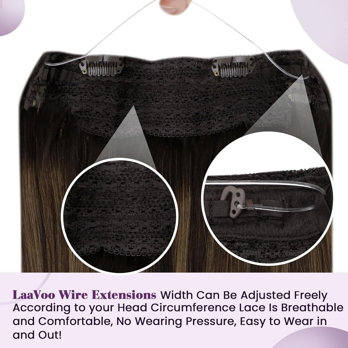 Echthaar Balayage Wire Extensions Ombre Braun 45cm