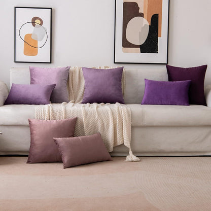 Samtkissenbezug 50x50 cm Aubergine Lila 2er Set