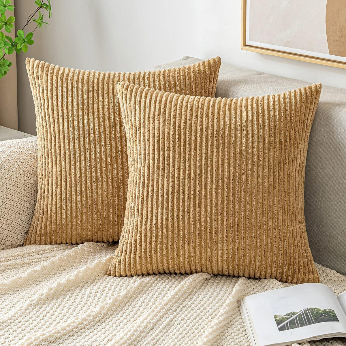 Kordsamt Kissenbezug 40x40 cm Taupe 2