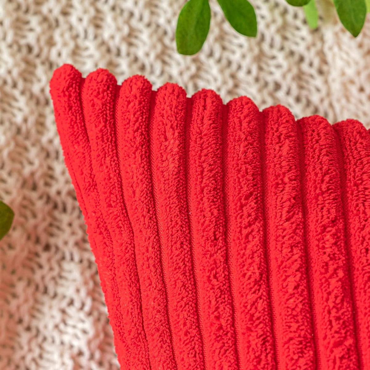 EMEMA Kordsamt Kissenbezug 50x50 cm Dekokissen Rot Set 2